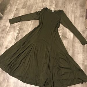 Green calf length dress